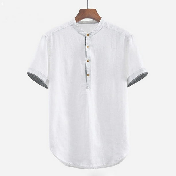 lovever Mens Tops Blouse Chinese Style Linen Short Sleeve Juniors T-Shirt 